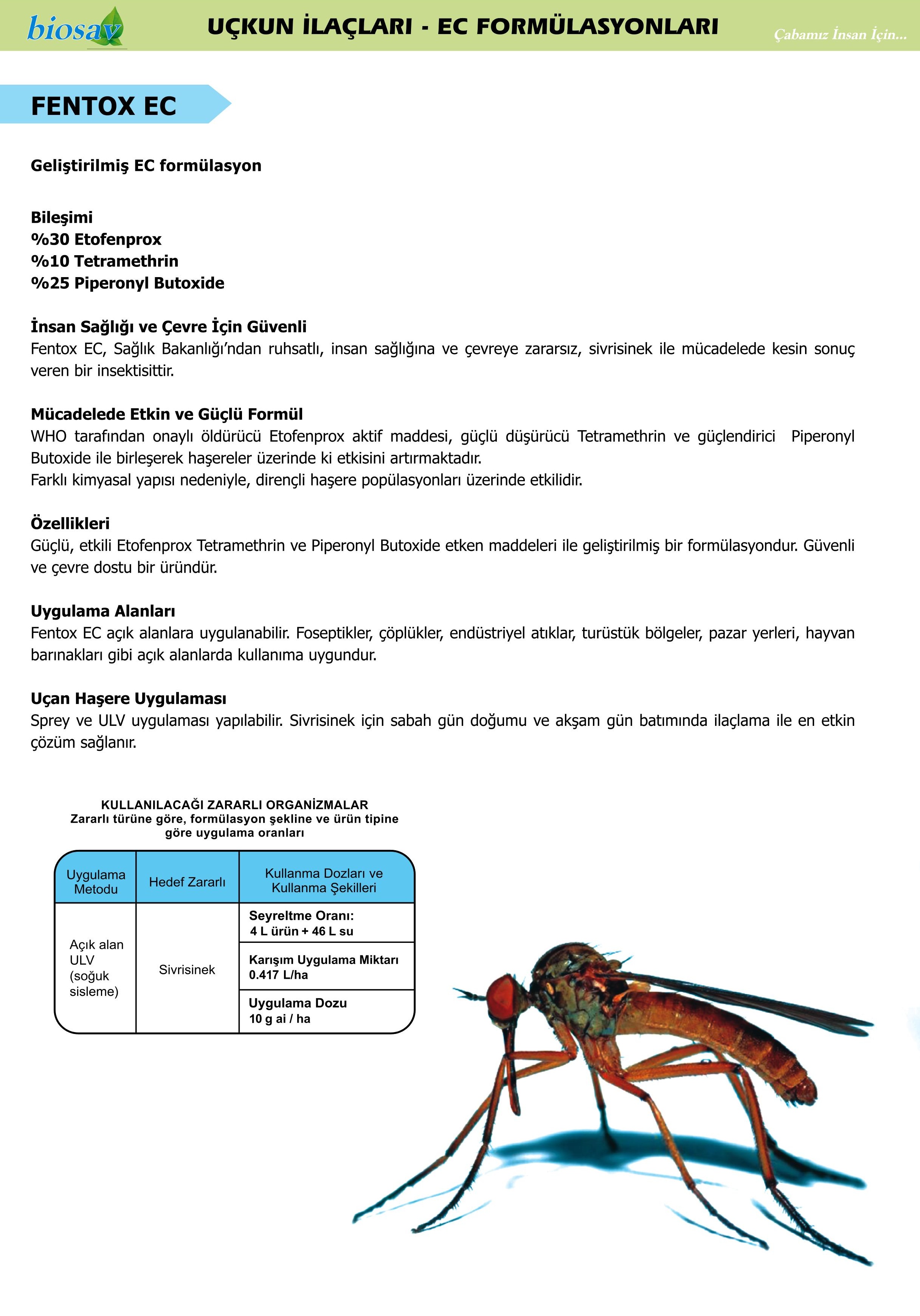 Fentox EC - uçkun haşerelere karşı insektisit ilacı